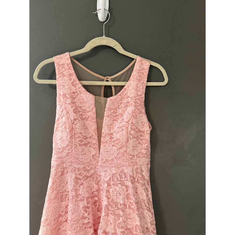 Vintage Y2k 2000s Pink Floral Lace Fit and Flare DressFairy HOCO Mesh Mini Dress